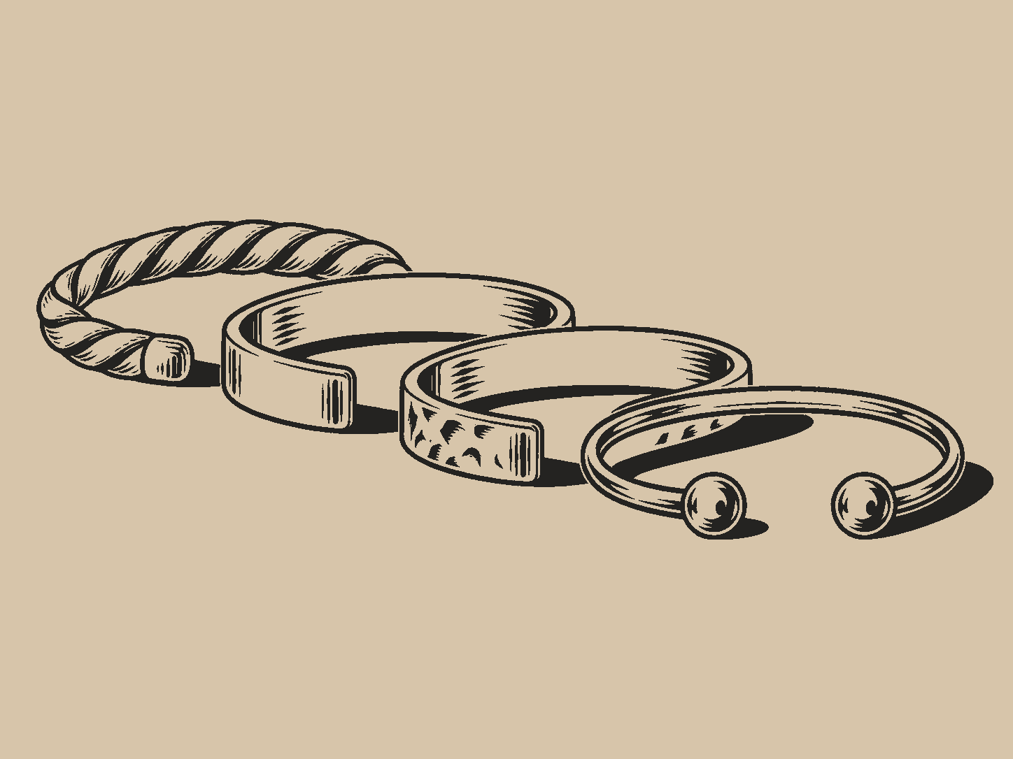 Pulseiras: Quatro acabamentos