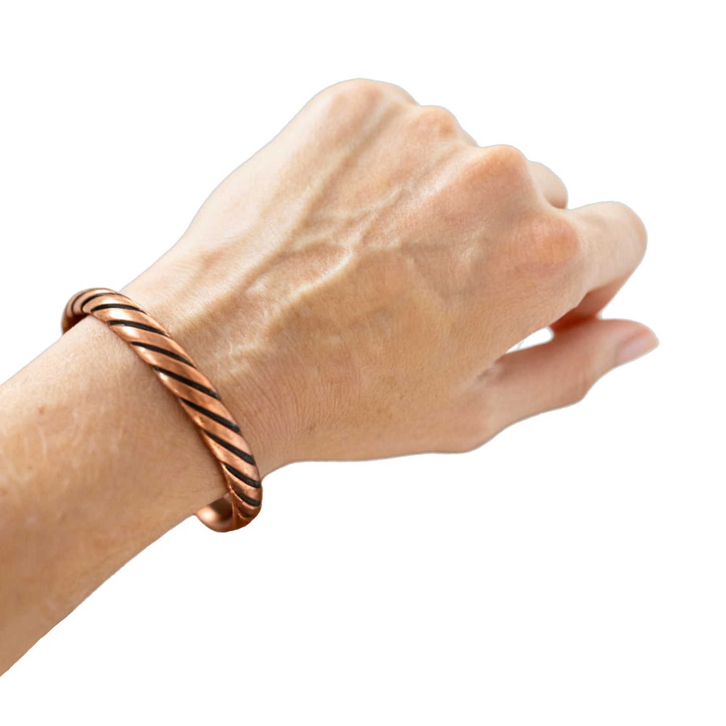 Kopero Pulseira de Cobre Trançada no pulso, cuff trançado de cobre puro