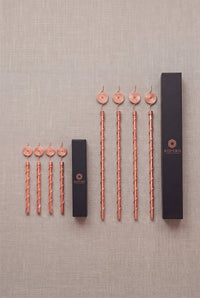 Antenas de cobre Kopero Eletrocultura, os dois comprimentos lado a lado com as embalagens