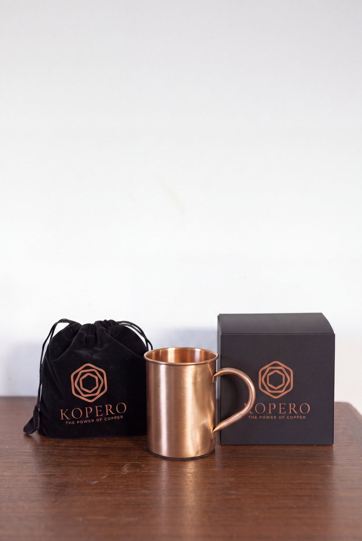 Kopero Caneca de Cobre Lisa com o saco de veludo e a caixa de presente