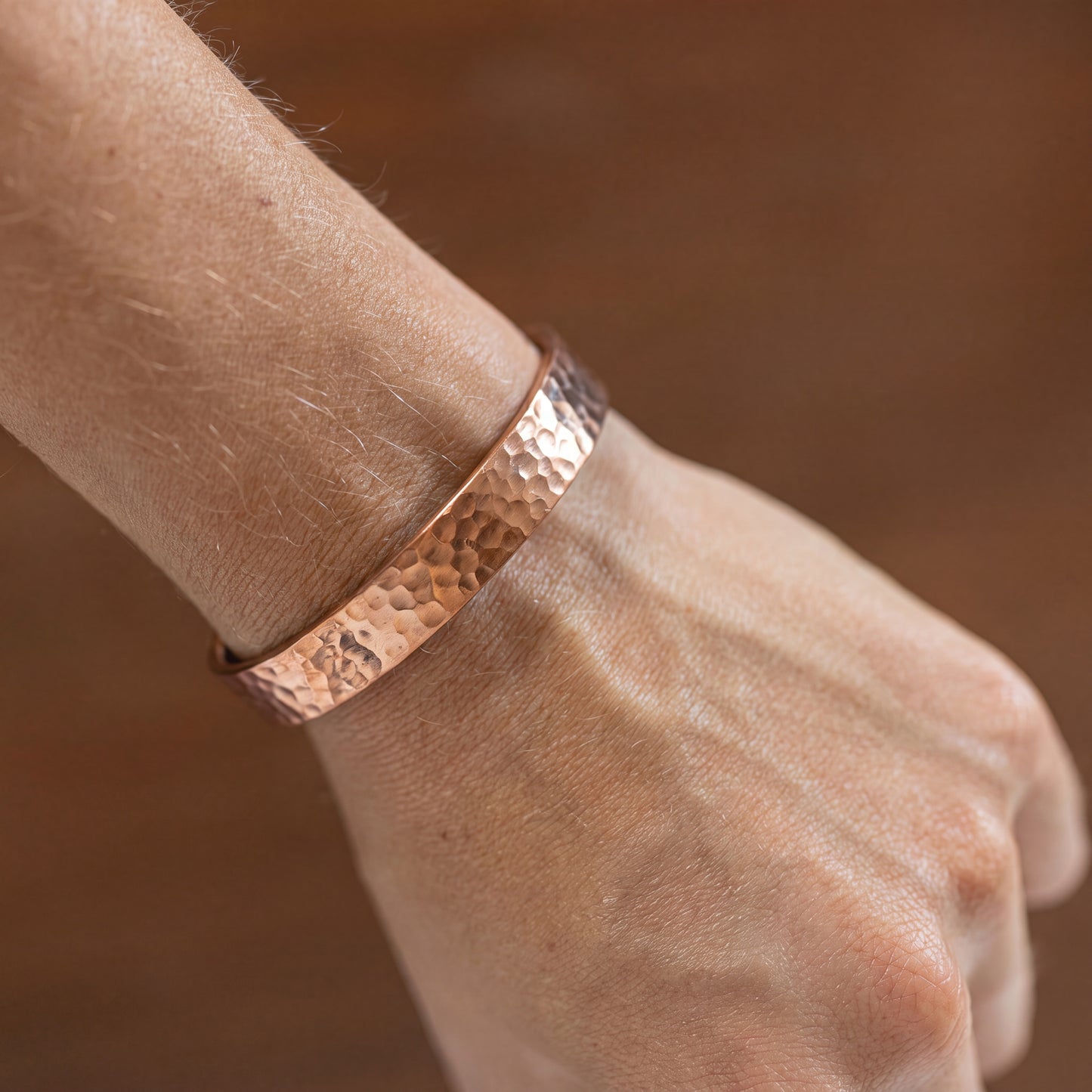 Kopero Premium Pulseira de Cobre Martelada, 100% cobre puro com acabamento martelado